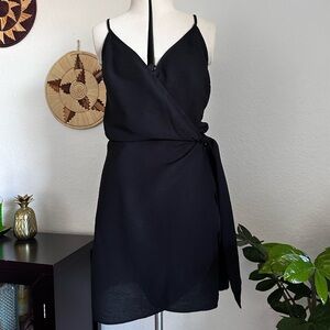 H&M Viscose Black Wrap Mini Dress